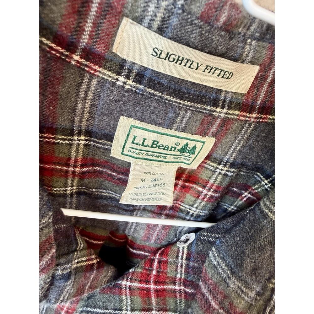 L.L. Bean Flannel Shirt Slightly Fitted Medium Tall - Picture 5 of 7